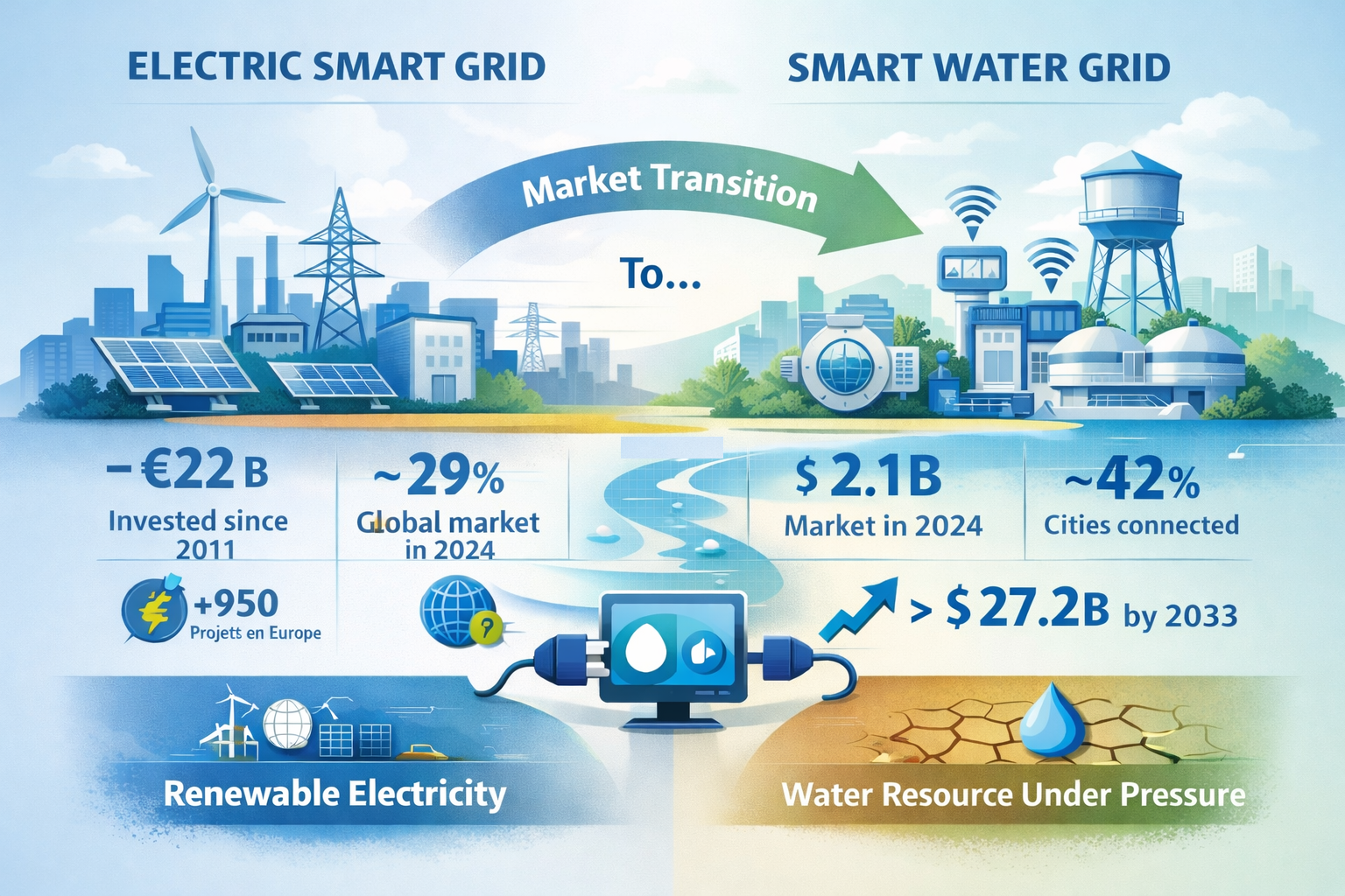 Réseau d’eau intelligent versus réseau électrique intelligent